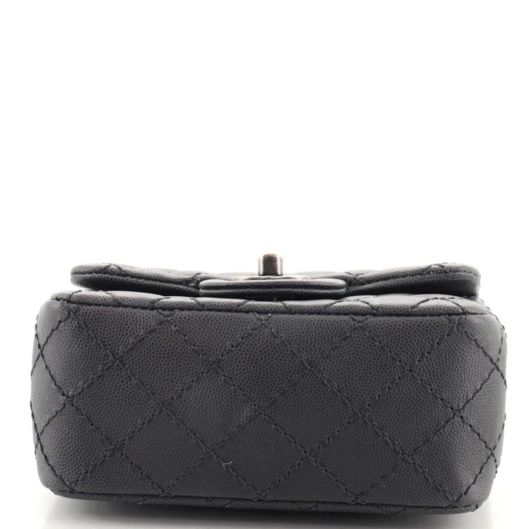 Chanel Square Classic Single Flap Bag Quilted Caviar Mini For Sale at ...