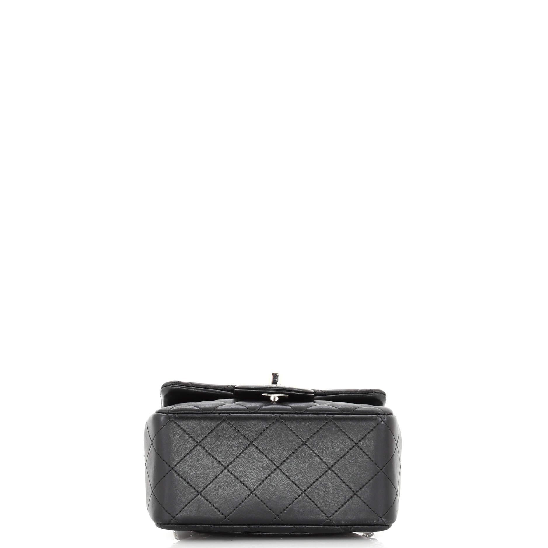 Chanel Square Classic Single Flap Bag Quilted Caviar Mini For Sale at