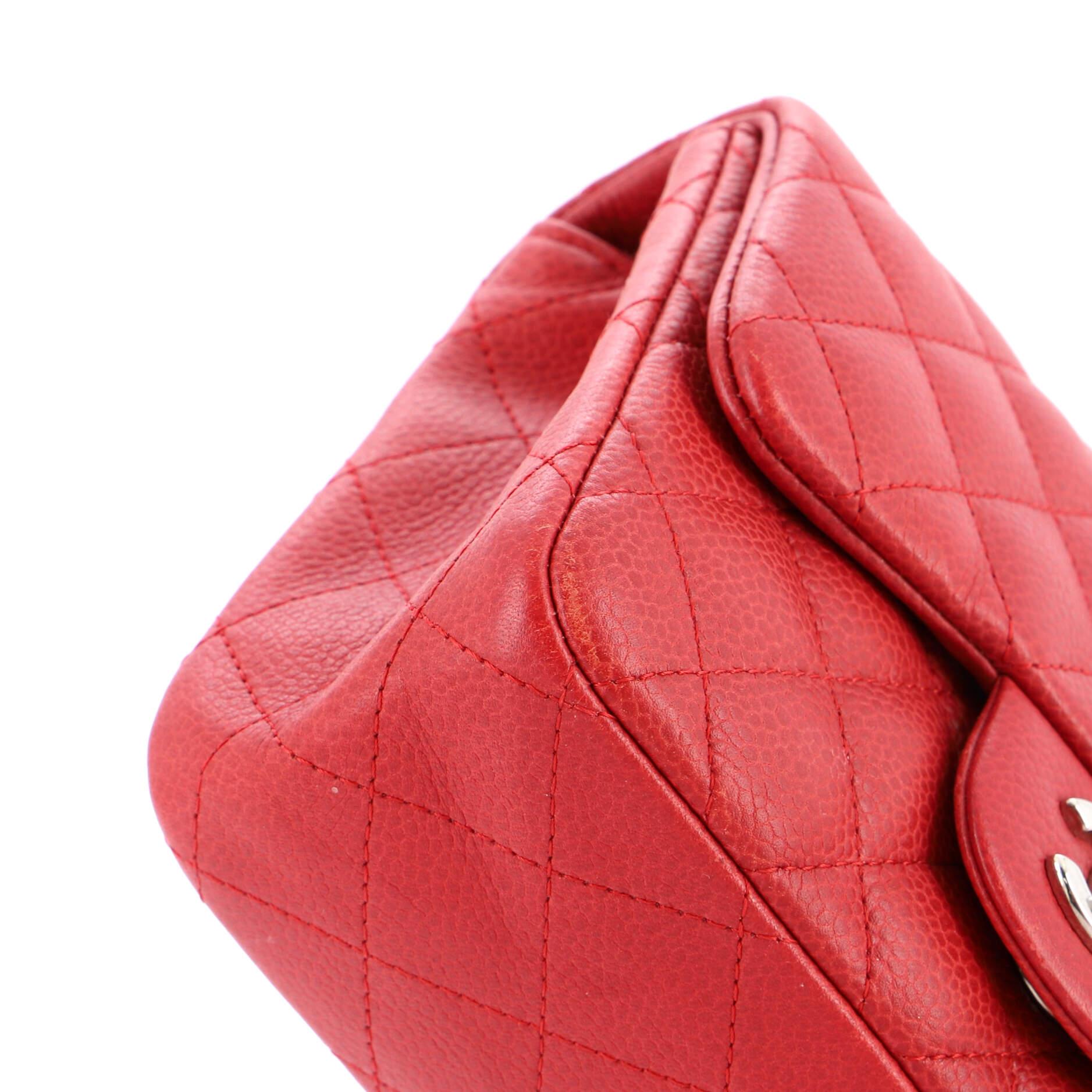 Chanel Square Classic Single Flap Bag Quilted Caviar Mini 2