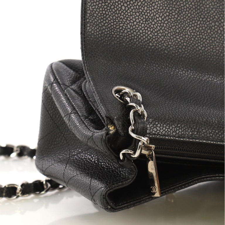 Chanel Square Classic Single Flap Bag Quilted Caviar Mini at 1stDibs