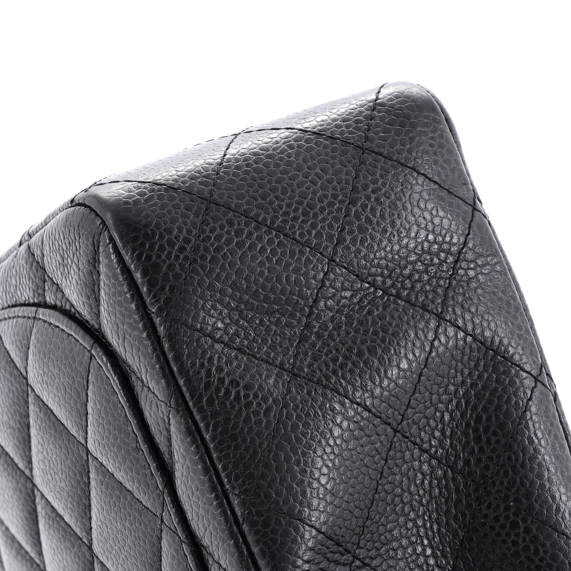 Chanel Square Classic Single Flap Bag Quilted Caviar Mini 4