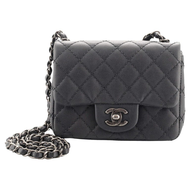 Chanel Square Classic Single Flap Bag Quilted Caviar Mini For Sale at ...