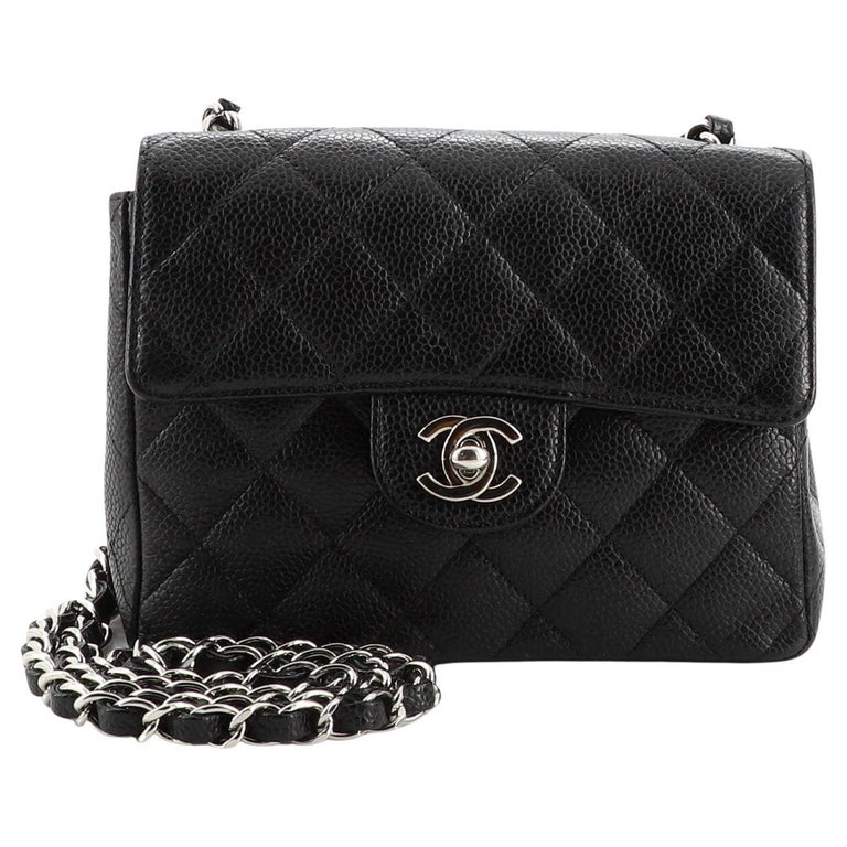 Chanel Square Classic Single Flap Bag Quilted Caviar Mini For Sale at ...