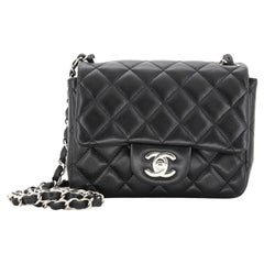 Chanel Square Classic Single Flap Bag Quilted Caviar Mini
