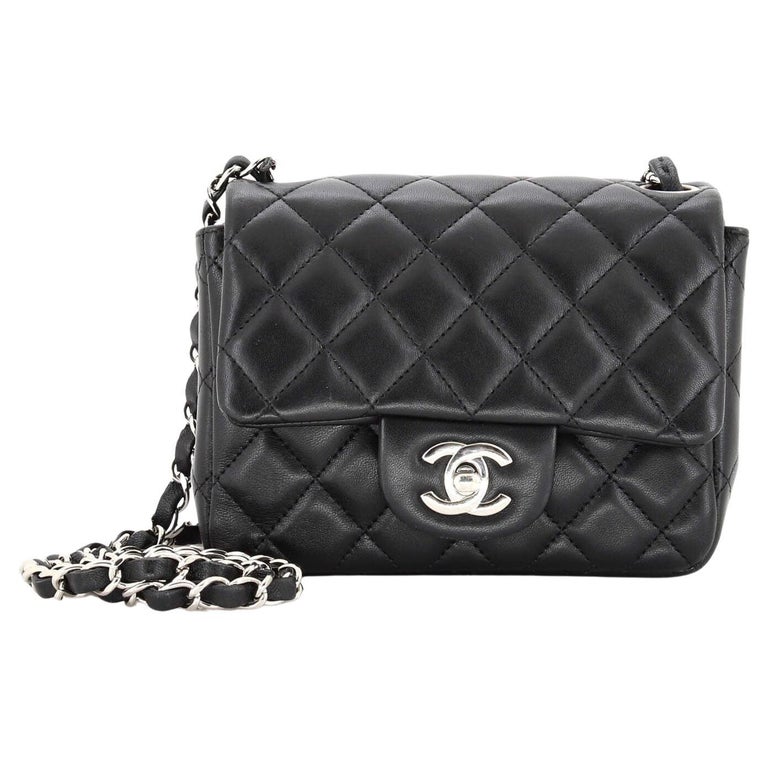Chanel Square Classic Single Flap Bag Quilted Caviar Mini For Sale at  1stDibs