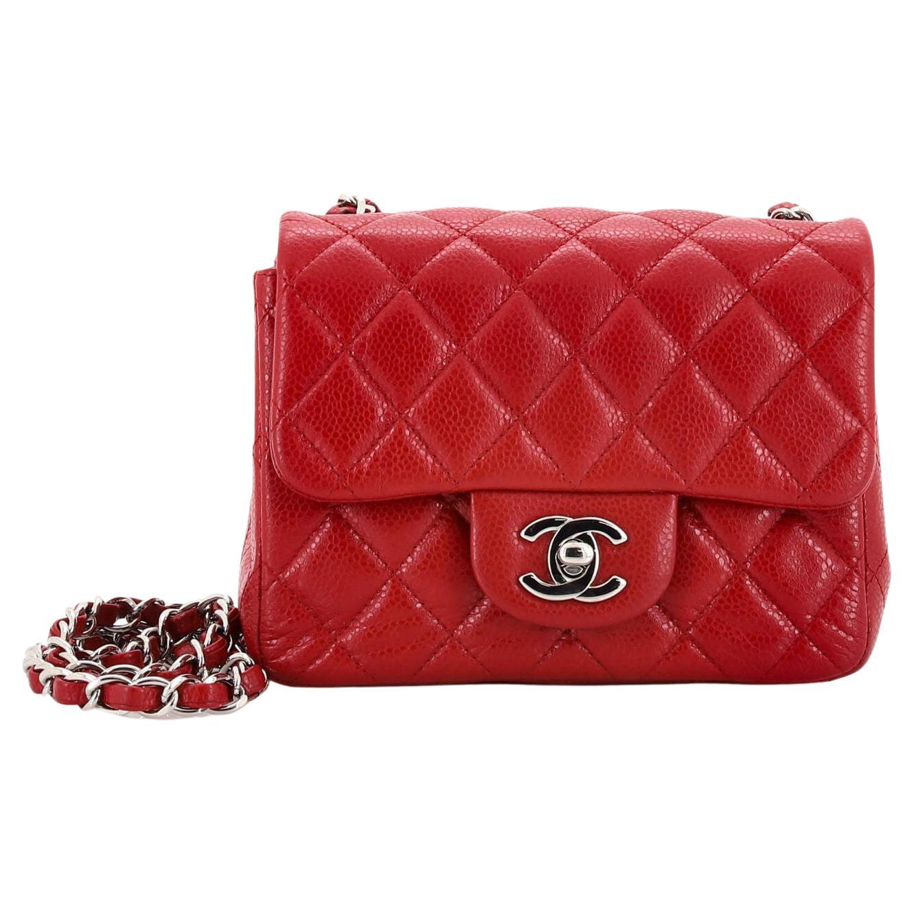 Chanel Square Classic Single Flap Bag Quilted Caviar Mini For Sale at  1stDibs
