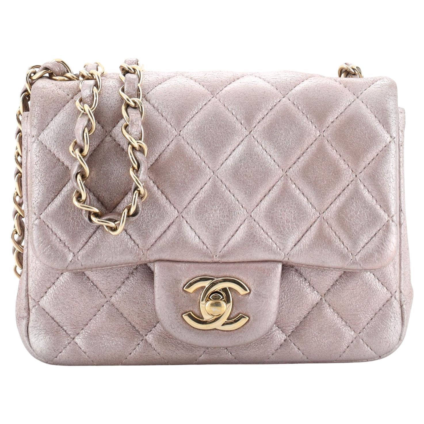 Chanel Square Classic Single Flap Bag Quilted Goatskin Mini at 1stDibs