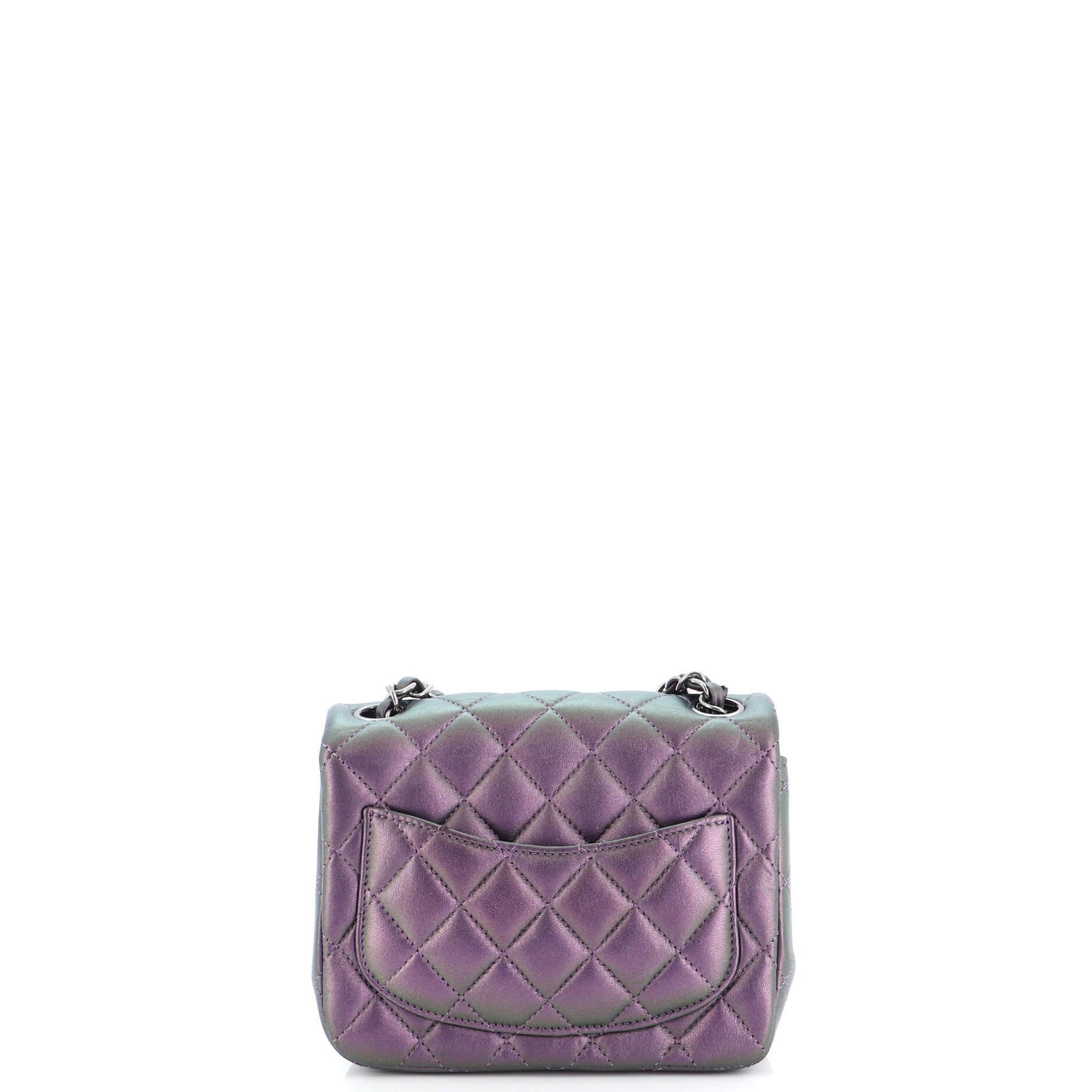 Women's or Men's Chanel Square Classic Single Flap Bag Quilted Iridescent Lambskin Mini