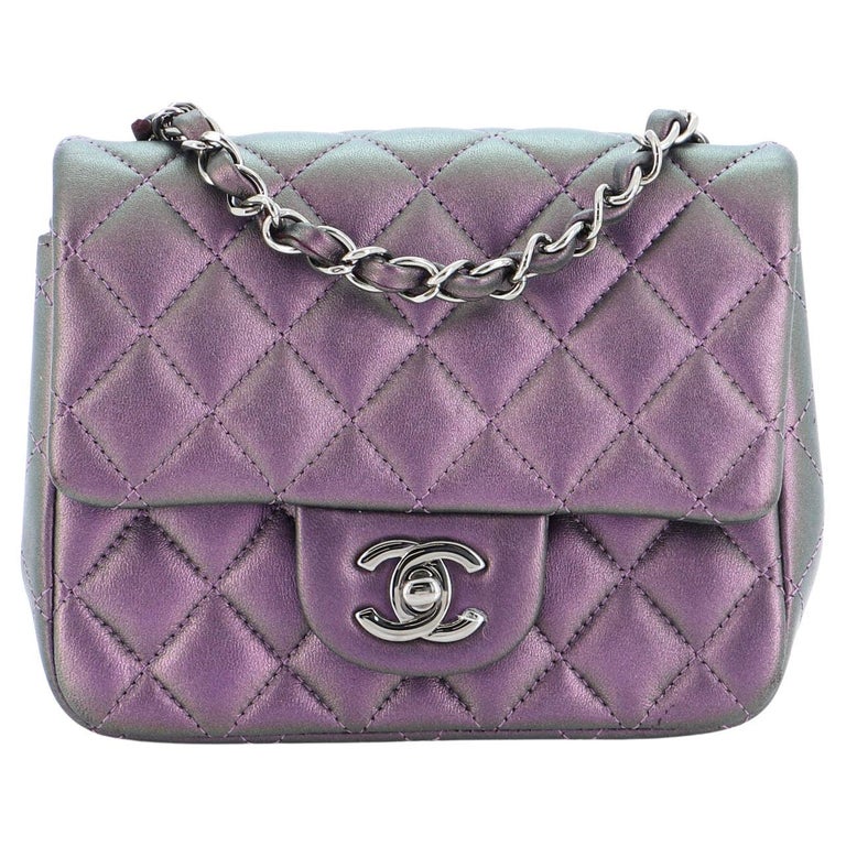 Chanel Square Classic Single Flap Bag Quilted Iridescent Lambskin Mini For  Sale at 1stDibs