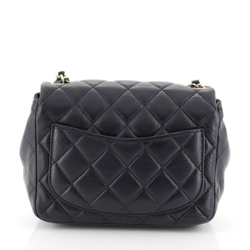 Black Chanel Square Classic Single Flap Bag Quilted Lambskin Mini