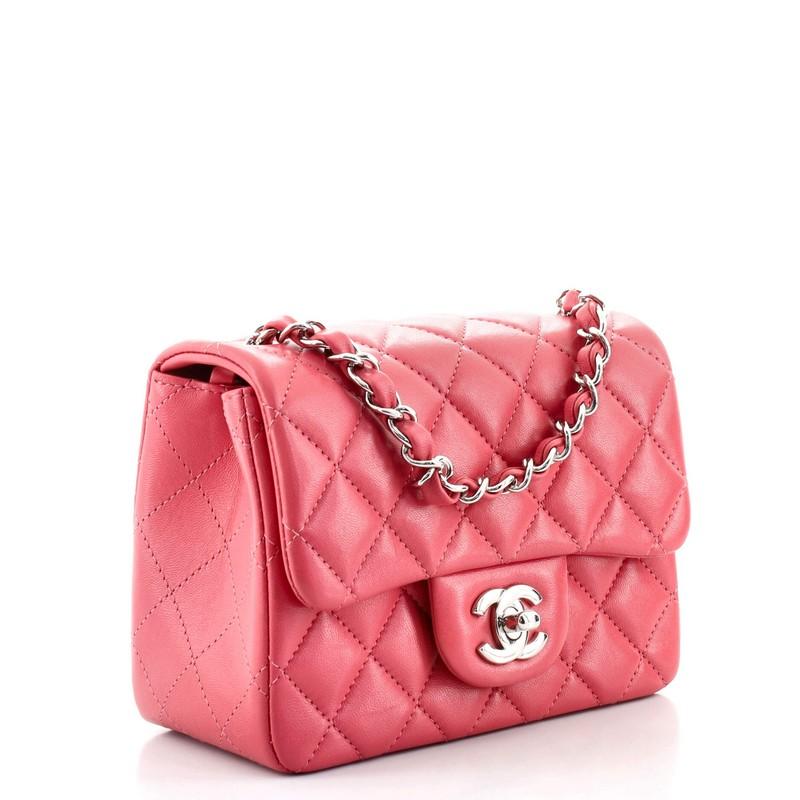 Pink Chanel Square Classic Single Flap Bag Quilted Lambskin Mini
