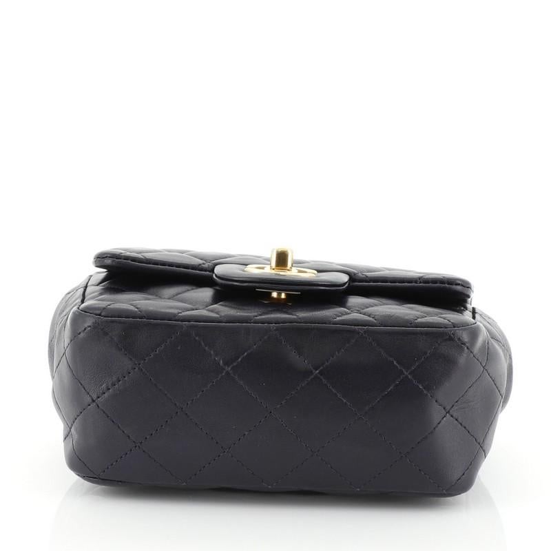 Chanel Square Classic Single Flap Bag Quilted Lambskin Mini In Good Condition In NY, NY