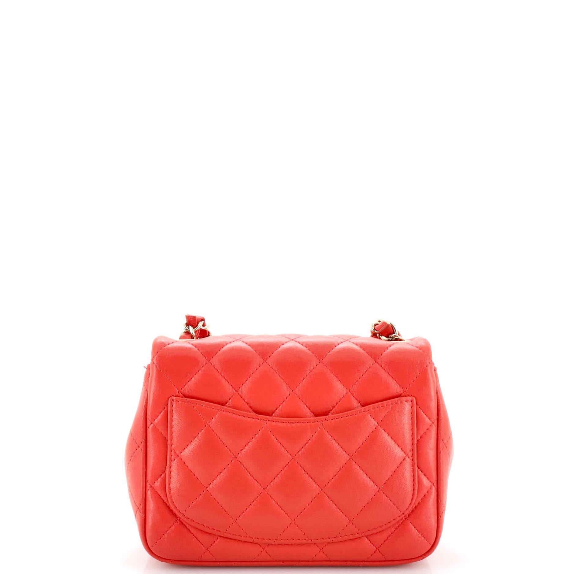 Women's or Men's Chanel Square Classic Single Flap Bag Quilted Lambskin Mini For Sale