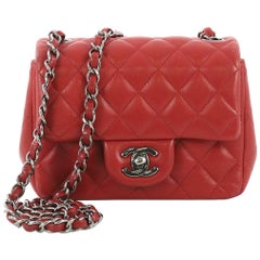 Chanel Square Classic Single Flap Bag Quilted Lambskin Mini
