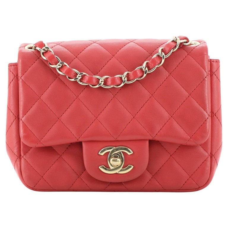 Chanel Square Classic Single Flap Bag Quilted Lambskin Mini For Sale at ...