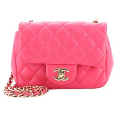 chanel mini square pink Chanel Square Classic Single Flap Bag Quilted Lambskin Mini