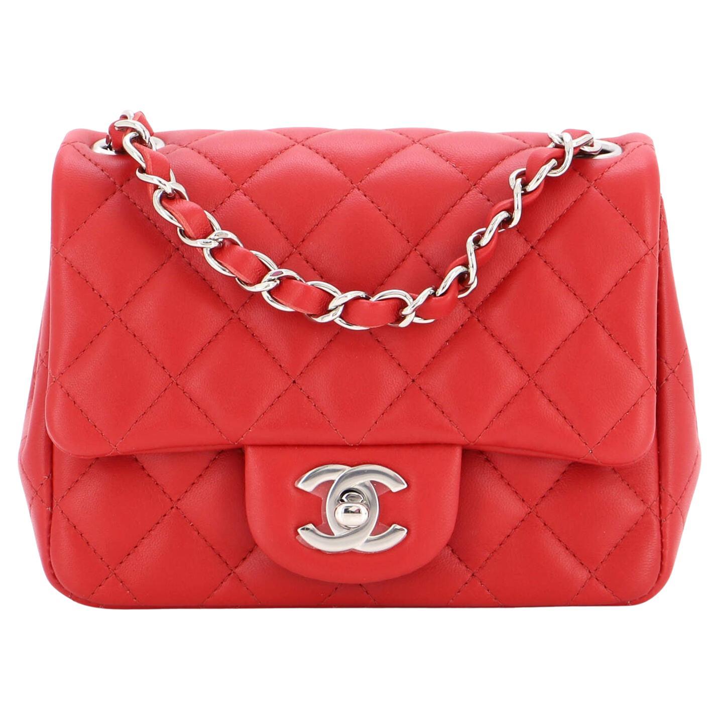 Chanel Square Classic Single Flap Bag Quilted Lambskin Mini at 1stDibs
