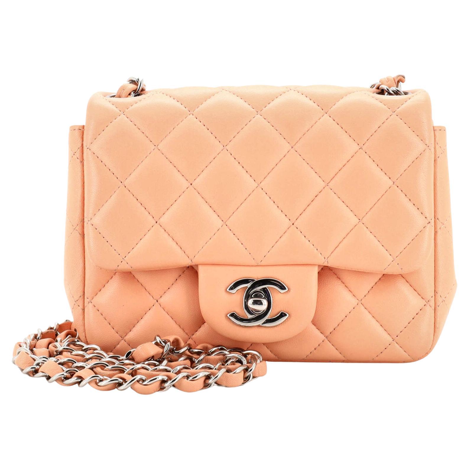 Chanel Mini Flap Bag with Top Handle Black Crumpled Lambskin Aged