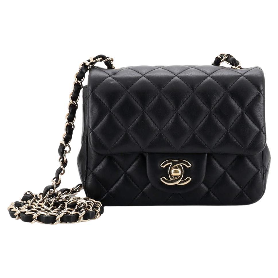 CHANEL Black Quilted Lambskin and Red Trim Vintage Square Mini Flap Bag at  1stDibs