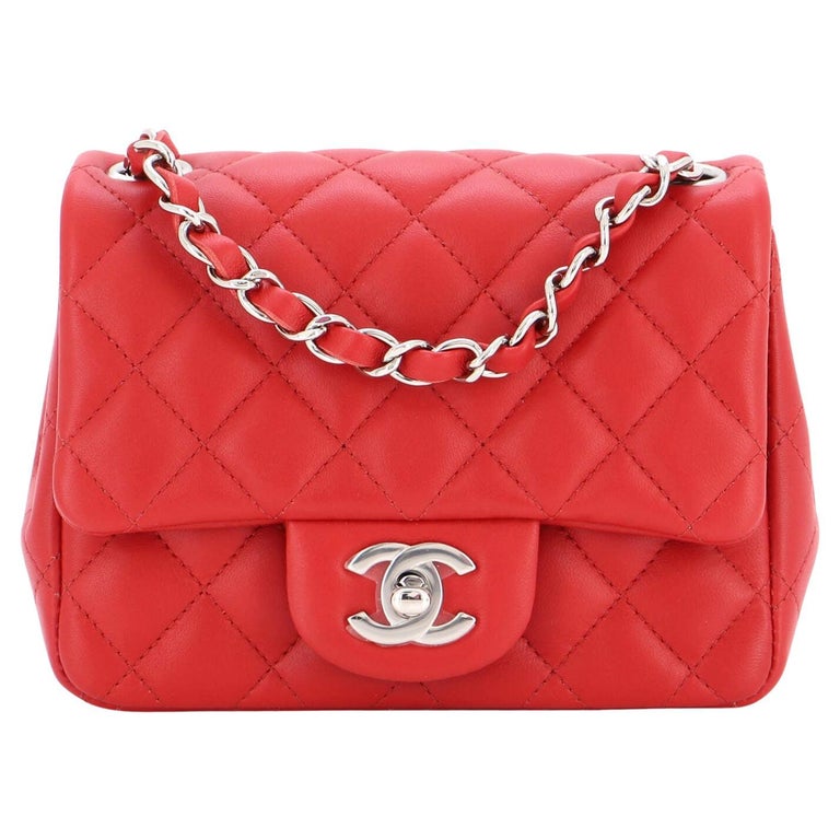 Chanel Square Classic Single Flap Bag Quilted Lambskin Mini For Sale at  1stDibs