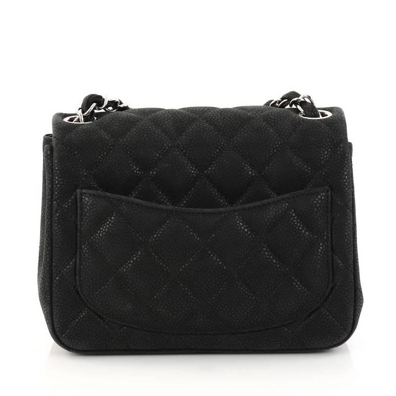  Chanel Square Classic Single Flap Bag Quilted Matte Caviar Mini In Good Condition In NY, NY