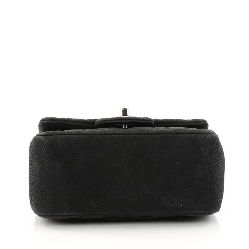 Women's  Chanel Square Classic Single Flap Bag Quilted Matte Caviar Mini