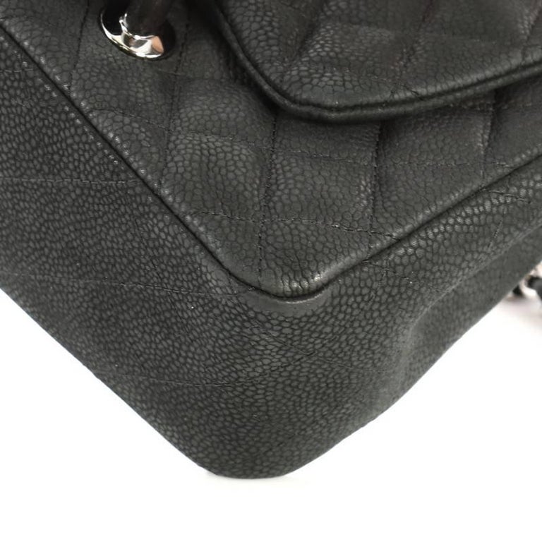 Chanel Square Classic Single Flap Bag Quilted Matte Caviar Mini at 1stDibs