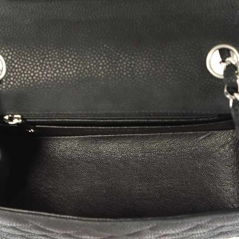 Chanel Square Classic Single Flap Bag Quilted Matte Caviar Mini at 1stDibs