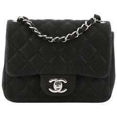 Chanel Square Classic Single Flap Bag Quilted Matte Caviar Mini