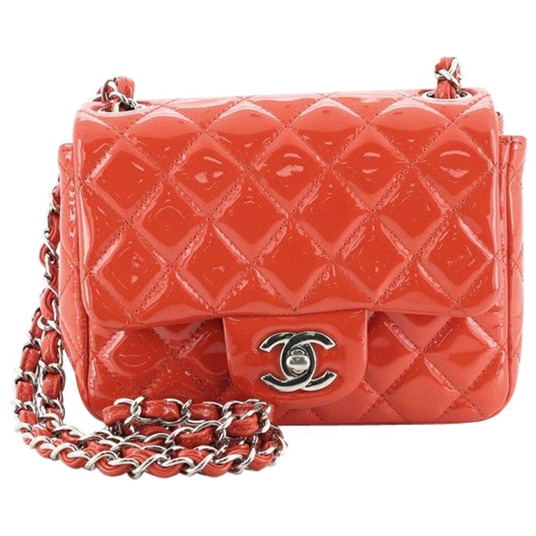 Chanel Pink Quilted Patent Leather Classic Square Mini Flap Bag