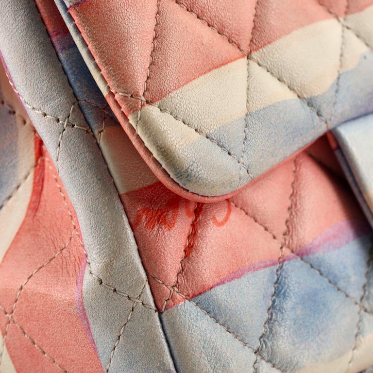 Chanel Square Classic Single Flap Bag Watercolor Printed Quilted Lambskin  Mini at 1stDibs
