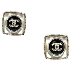 CHANEL Square Clip-on Earrings in Transparent Resin