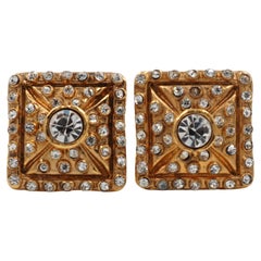 Chanel Square Rhinestone Earrings