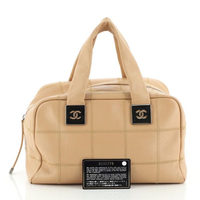 Chanel Square Stitch Bowler Bag Quilted Caviar Medium