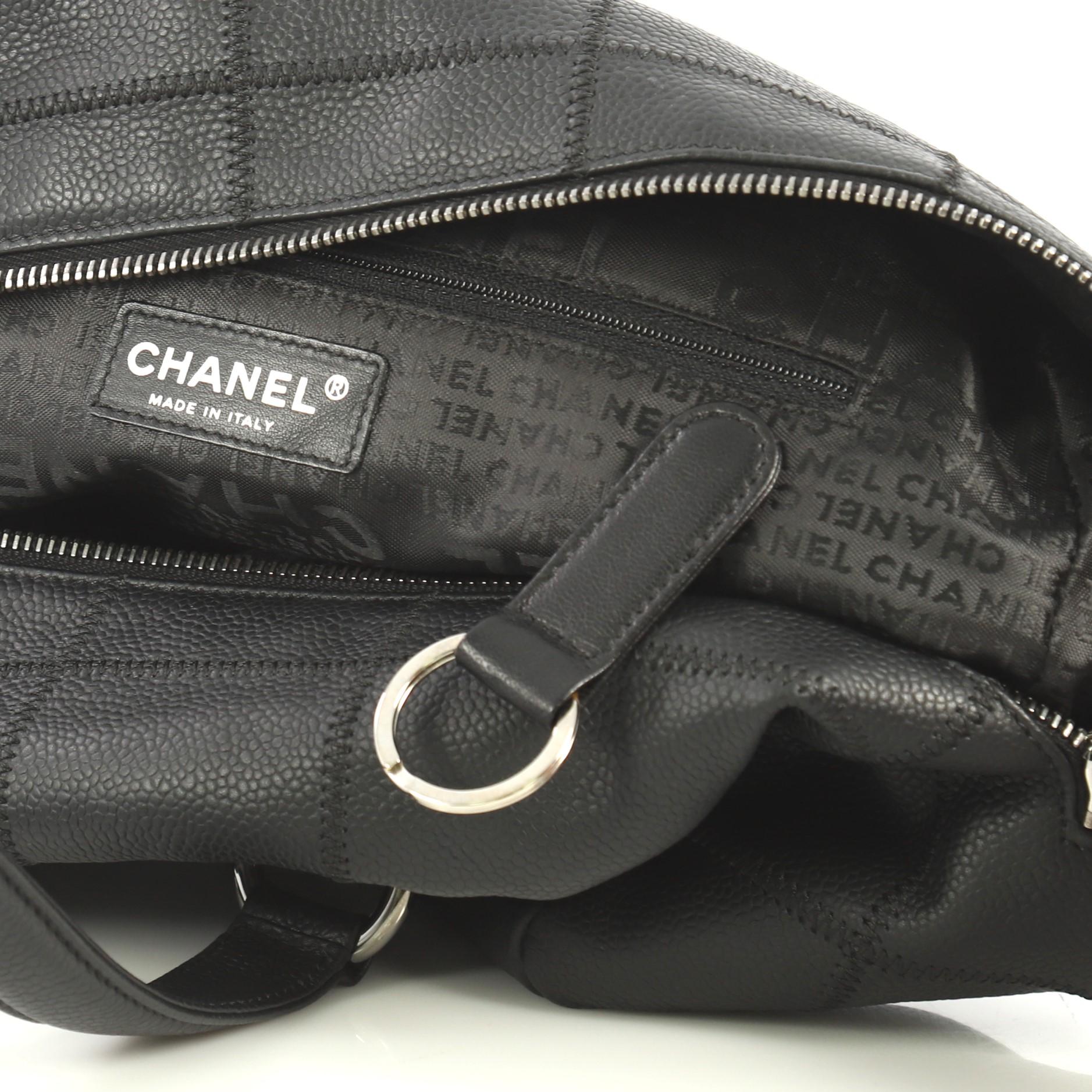 Black Chanel Square Stitch Bowler Bag Quilted Caviar Medium