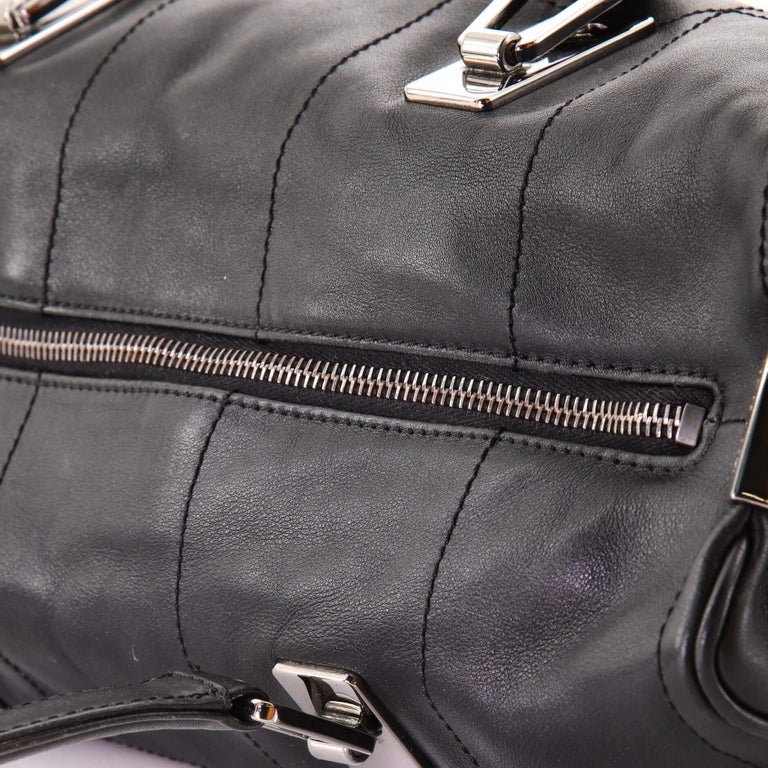 Chanel Square Stitch CC Boston Bag Quilted Leather Large at 1stDibs