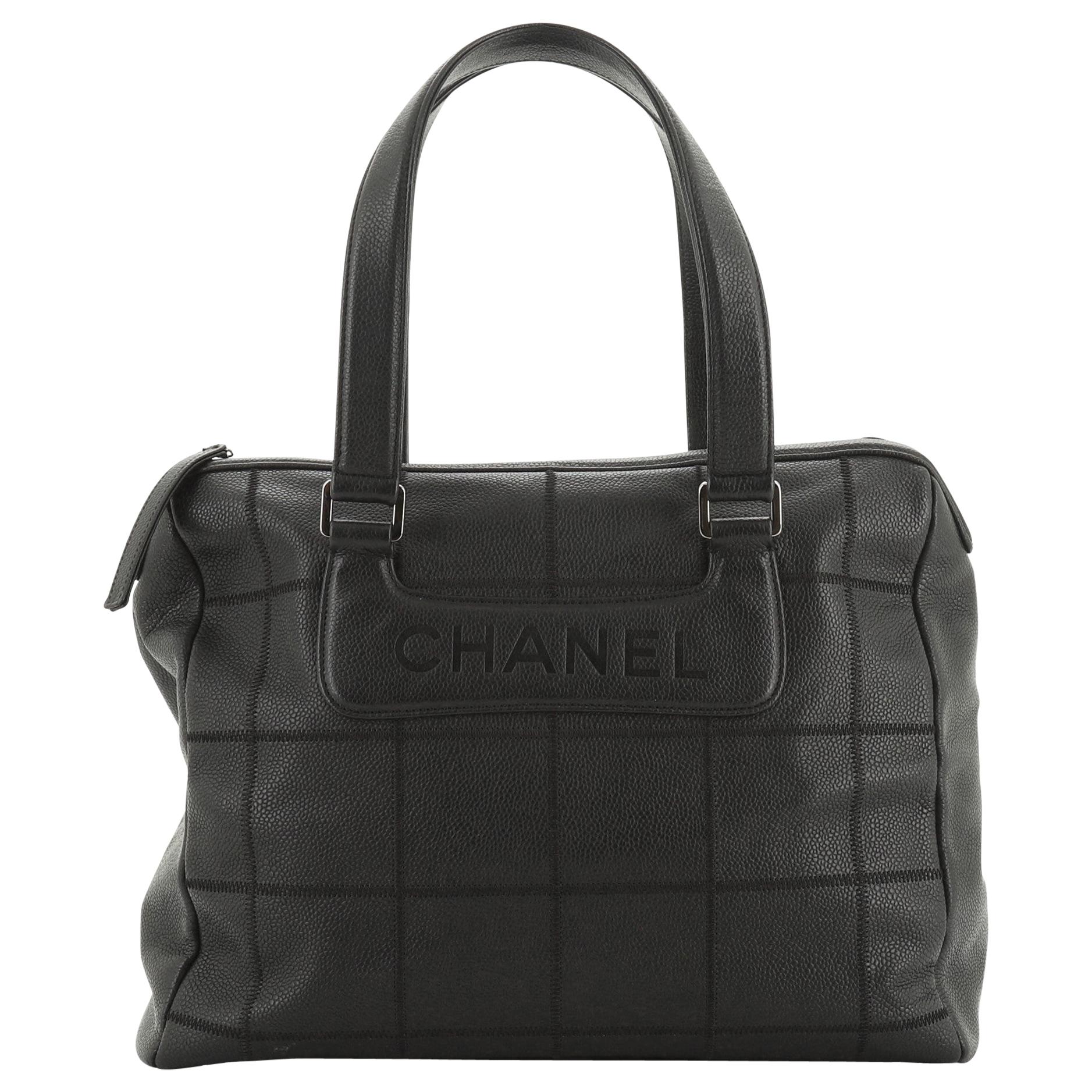 Chanel Square Stitch Shoulder Bag Quilted Caviar Large