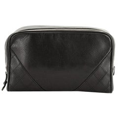 Chanel Square Stitch Toiletry Pouch Lambskin Small