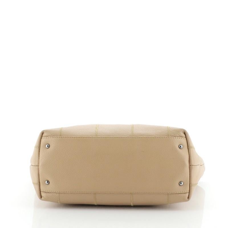 Beige Chanel Square Stitch Tote Caviar Small