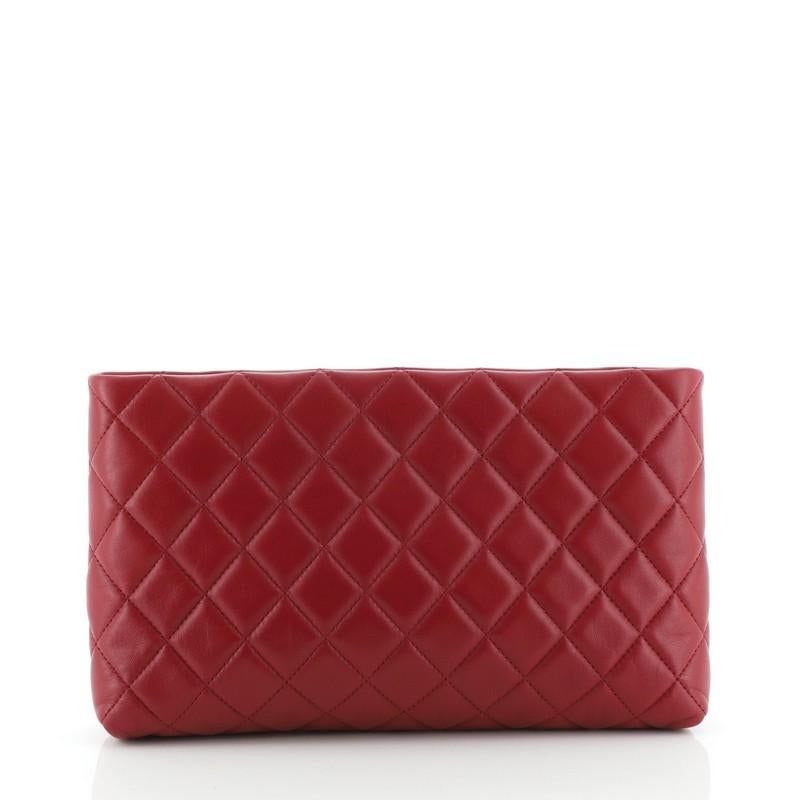 Brown Chanel Square Timeless Clutch Quilted Lambskin