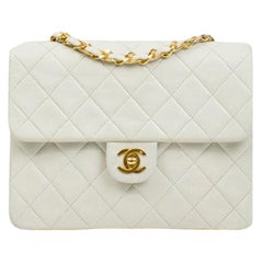 CHANEL, Square Timeless in white leather