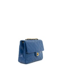CHANEL, Square Vintage in blue leather