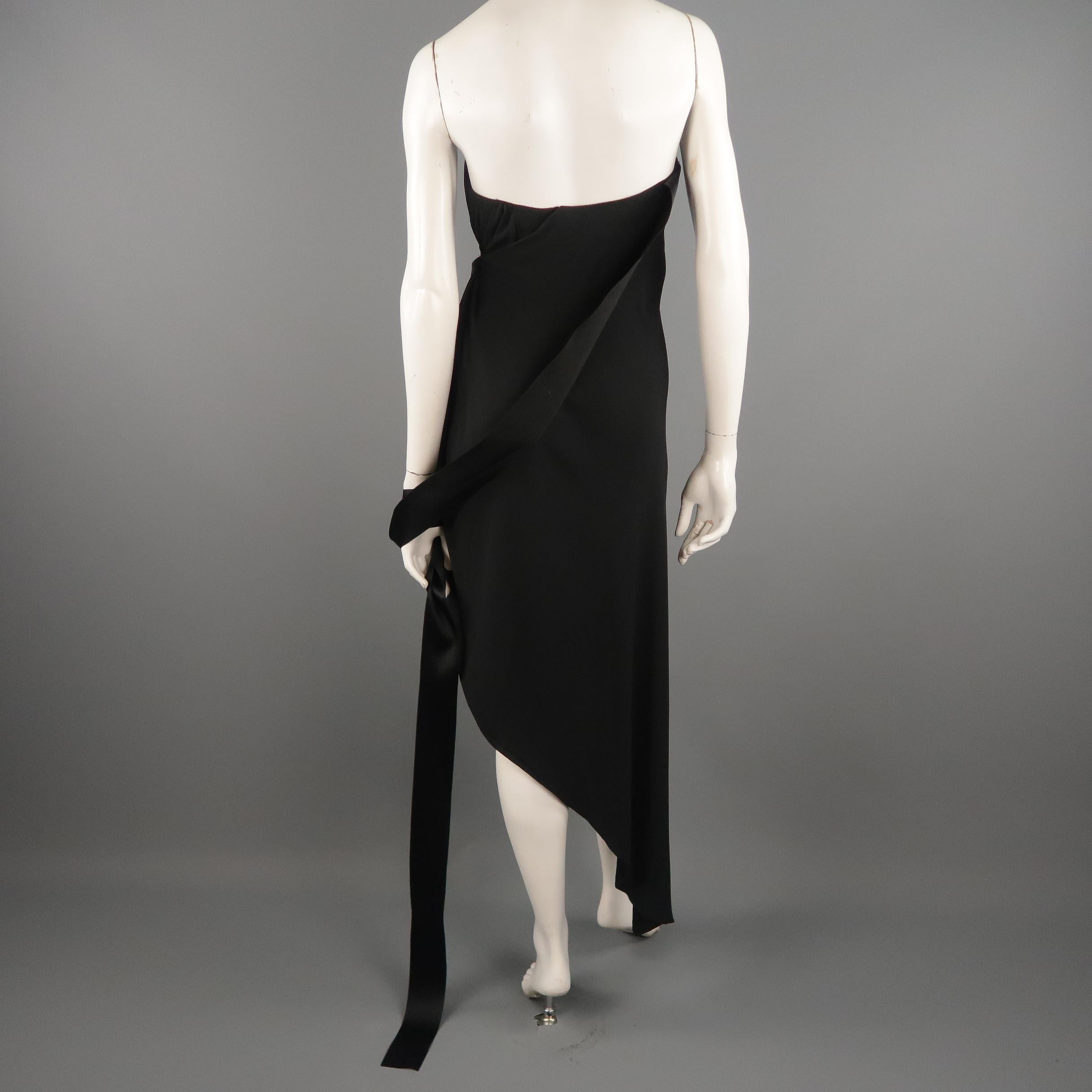 CHANEL SS 1991 Size 6 Black Silk Asymmetrical Bustier Ribbon Cocktail Dress 3