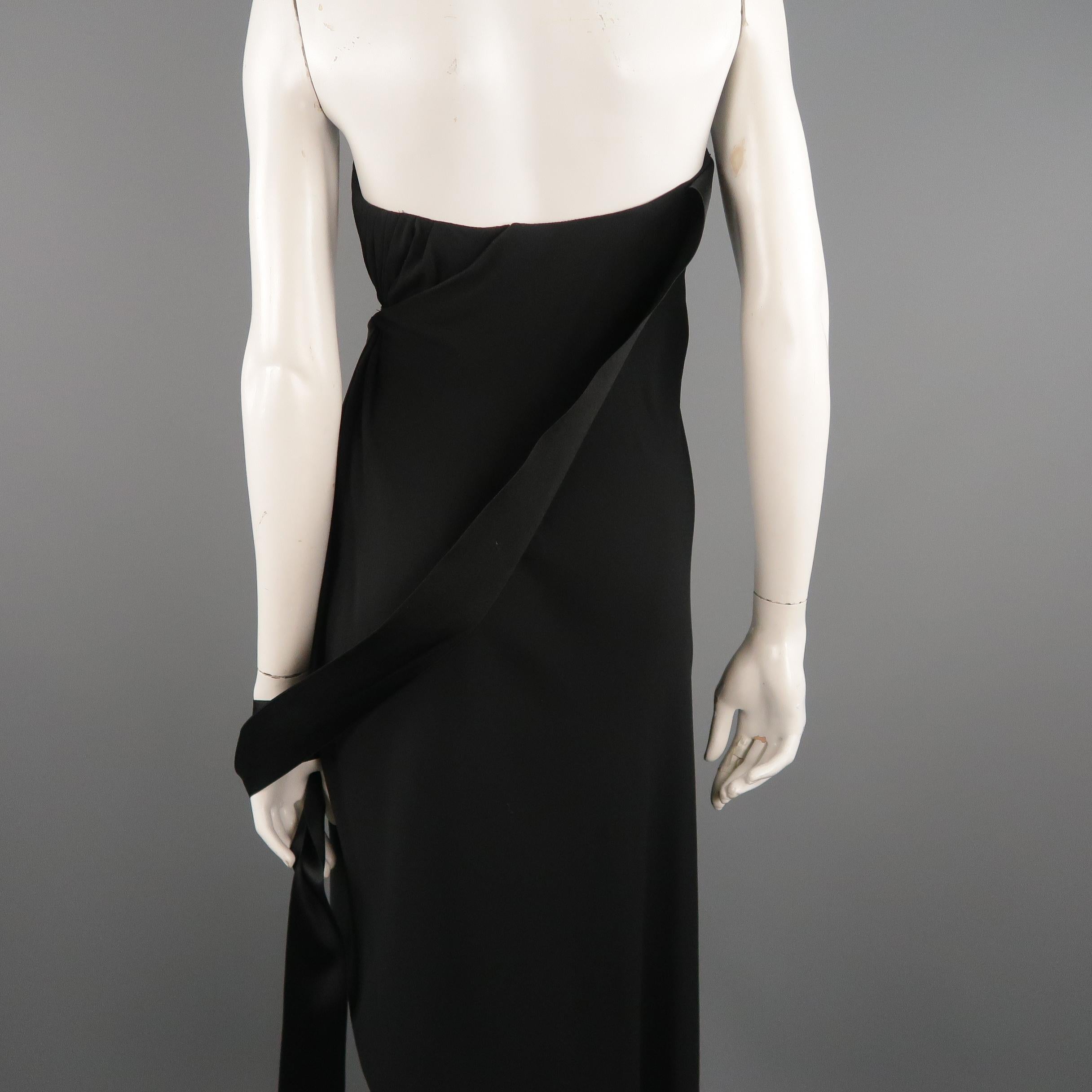 CHANEL SS 1991 Size 6 Black Silk Asymmetrical Bustier Ribbon Cocktail Dress 4