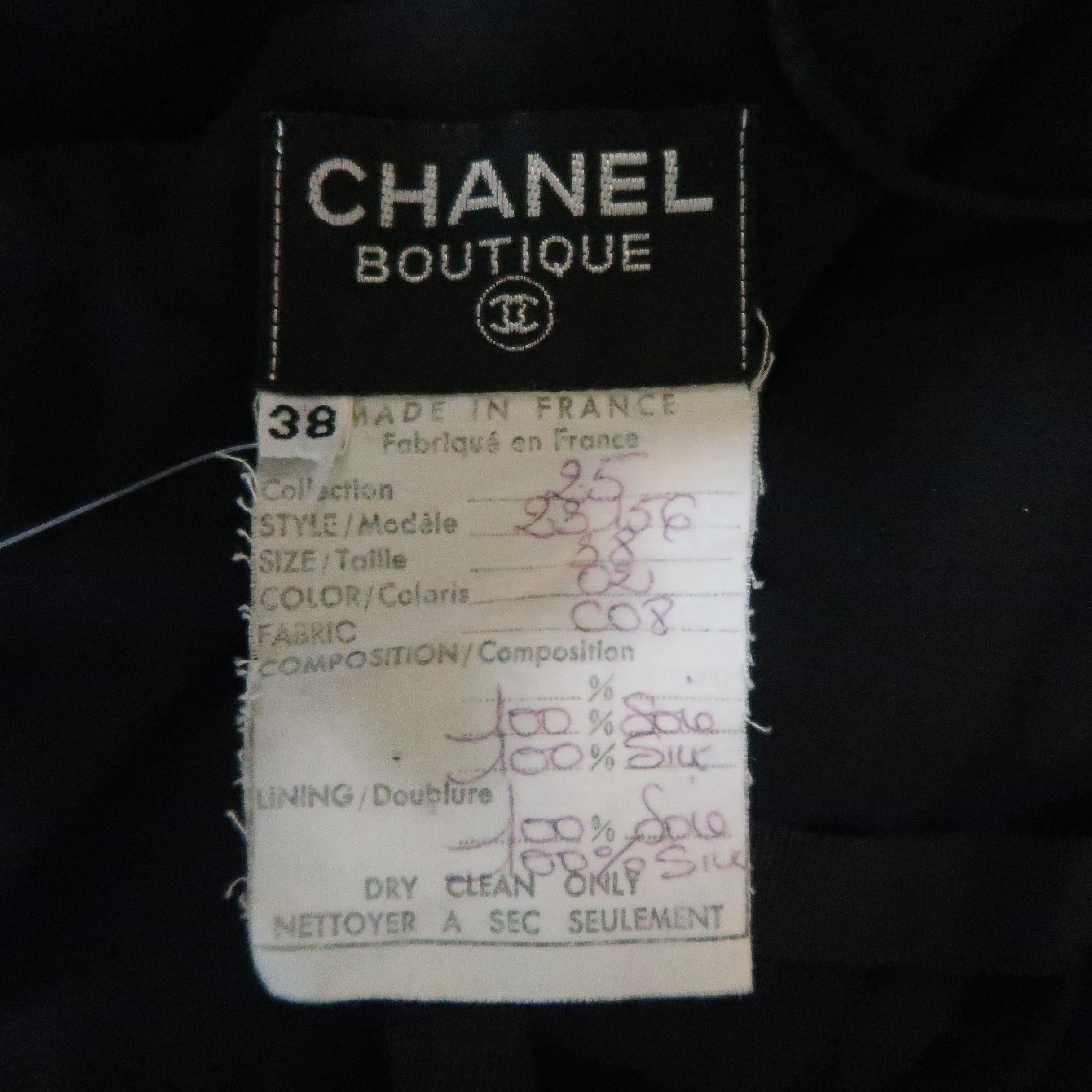 CHANEL SS 1991 Size 6 Black Silk Asymmetrical Bustier Ribbon Cocktail Dress 6
