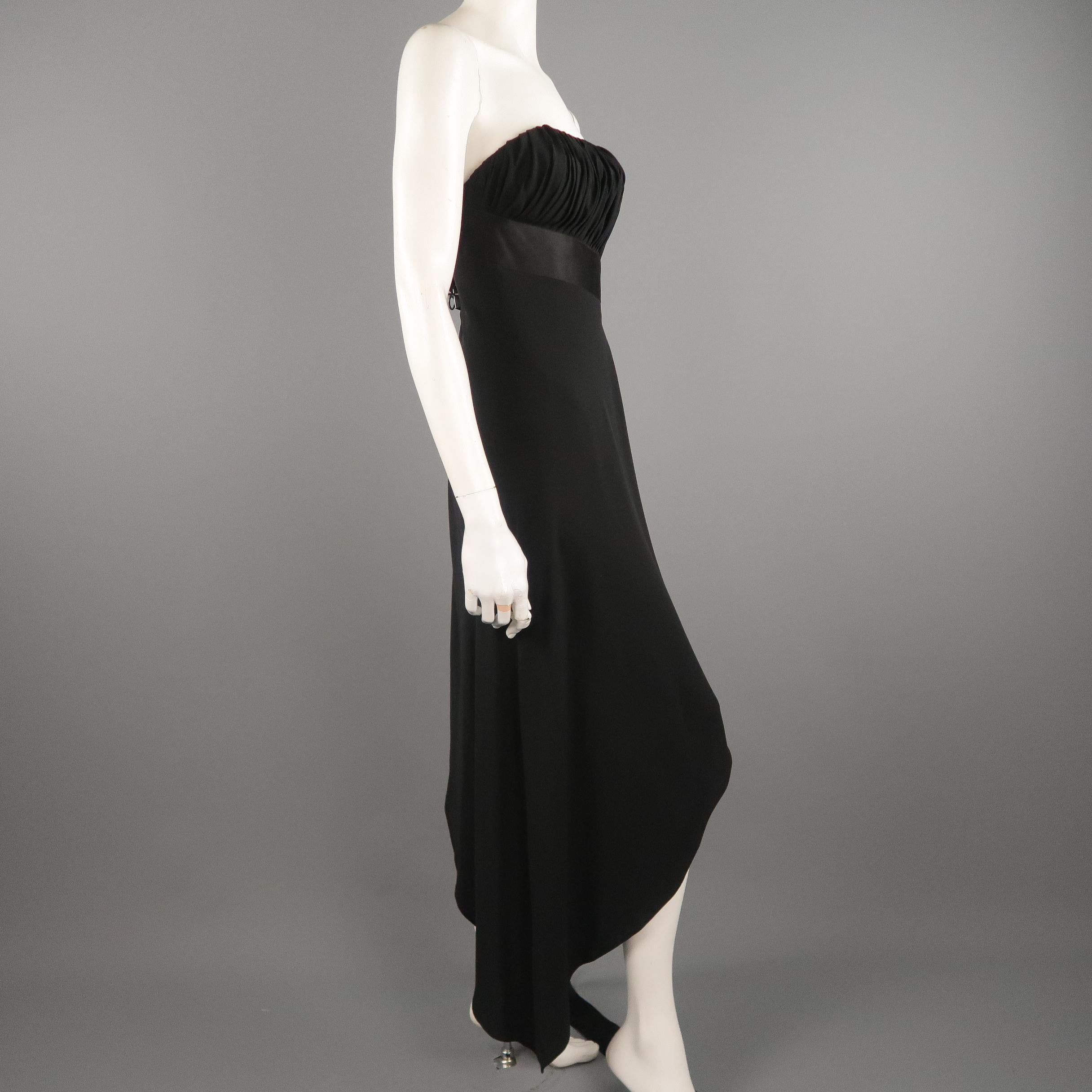 CHANEL SS 1991 Size 6 Black Silk Asymmetrical Bustier Ribbon Cocktail Dress 2