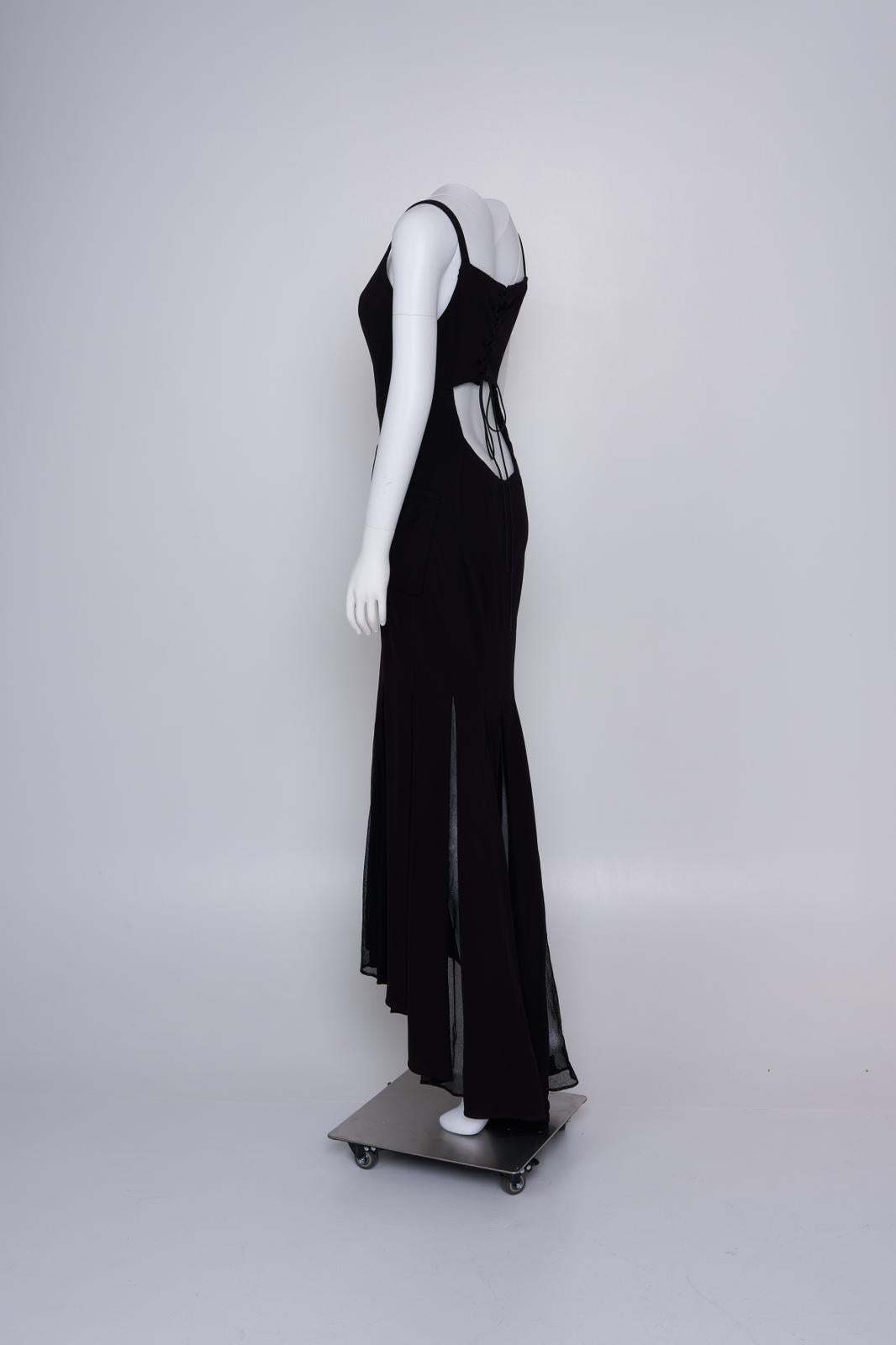 Chanel SS 1993 Alta Costura Vestido negro de corte al bies de punto de seda con abrigo de crepé de lana en Excelente estado para la venta en Hong Kong, HK
