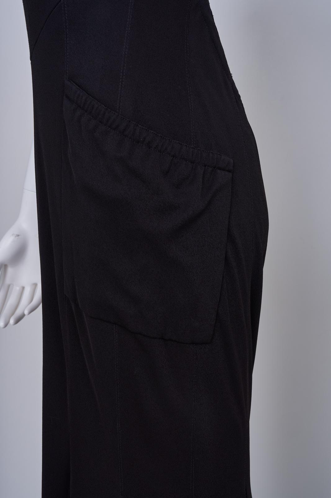 De las mujeres Chanel SS 1993 Alta Costura Vestido negro de corte al bies de punto de seda con abrigo de crepé de lana en venta