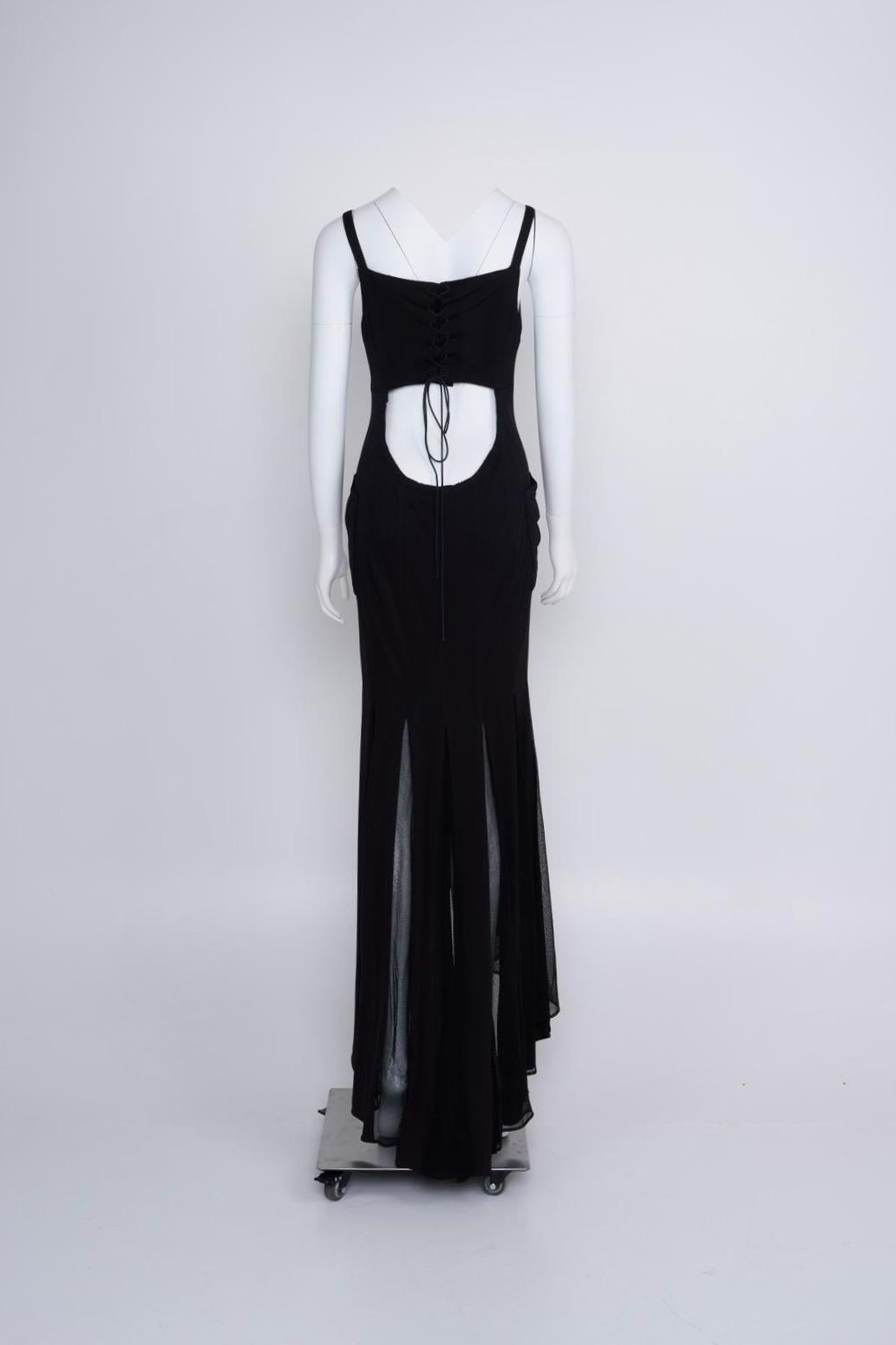 Chanel SS 1993 Alta Costura Vestido negro de corte al bies de punto de seda con abrigo de crepé de lana en venta 2