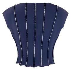 CHANEL SS 1999 Campaign Navy Neoprene Front Zip Crop Top